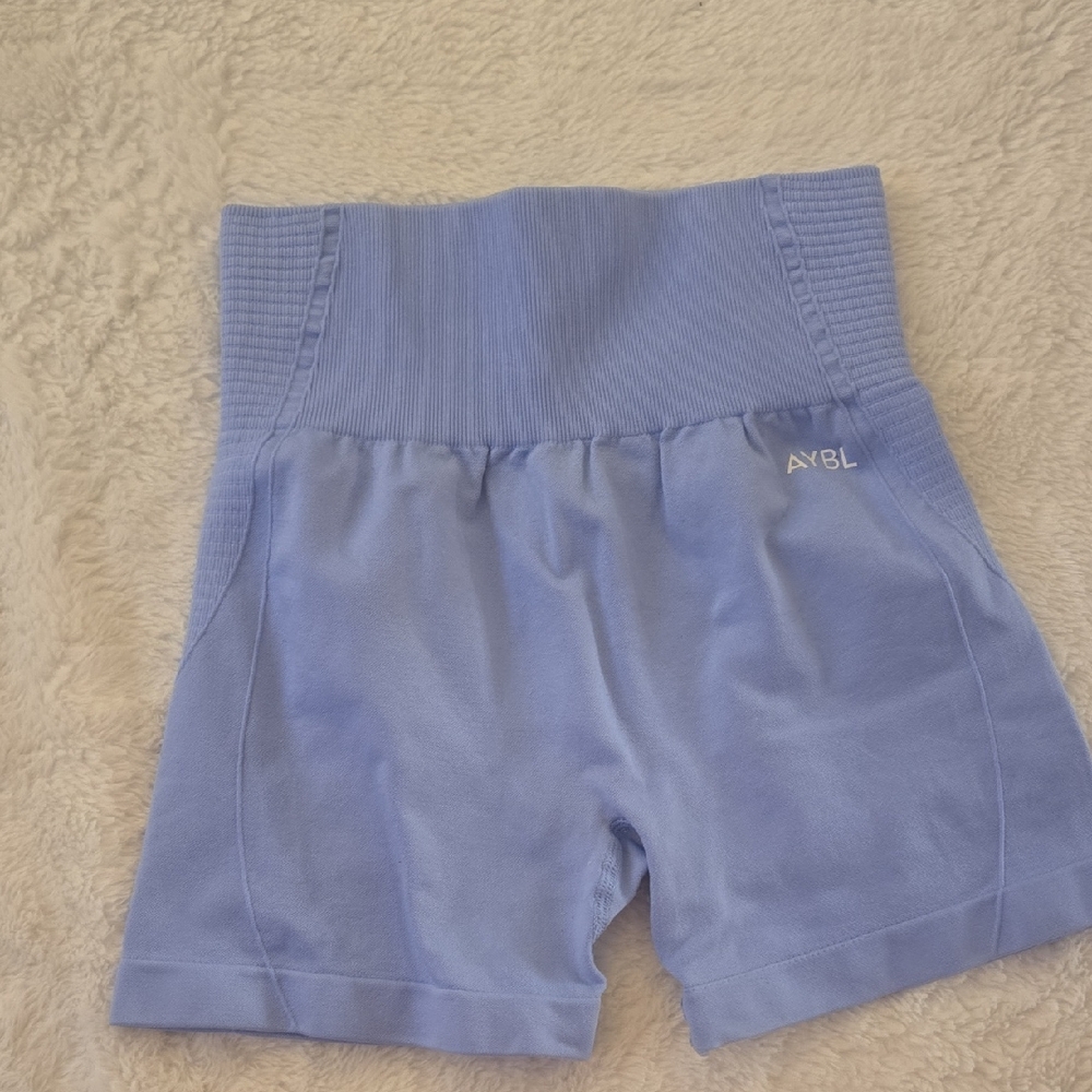 AYBL Women's Light Blue Ribbed Bike Shorts